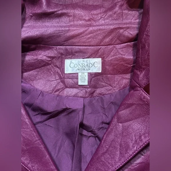Size 24 Conradc Plus Size Button Up Blazer Jacket CD TS Vegan Leather - Picture 4 of 4